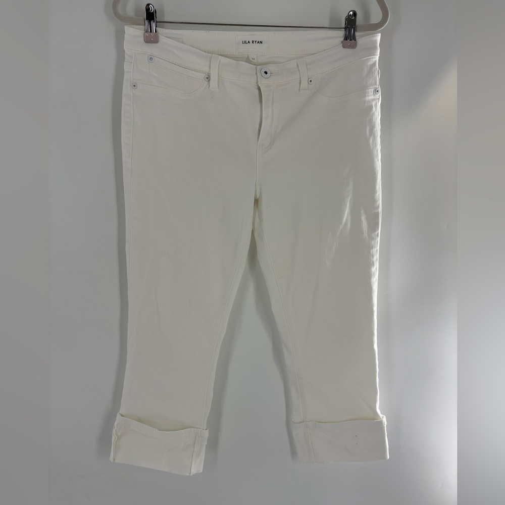 LILA RYAN White Cuffed Ankle Jeans - Picture 1 of 9